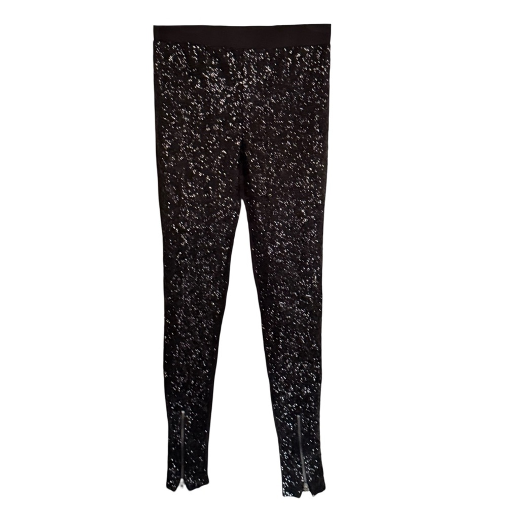 BYCHANCE • Black Arnie Sequin Leggings Zipper Ankle Pants